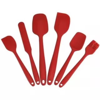 Kit Utensílios De Silicone Cozinha Espátulas Colher 6 Peças