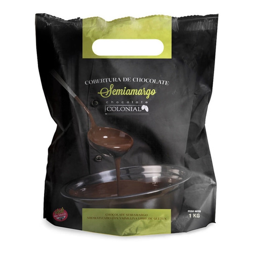 Chocolate Cobertura Colonial Semiamargo, 1 Kg, Sin Tacc