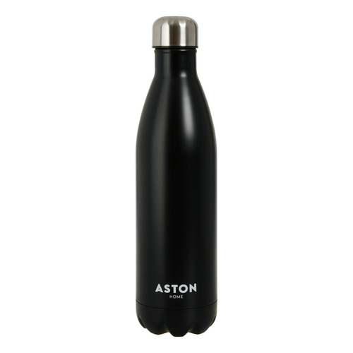 Botella De Acero Inoxidable Termica 500 Ml Deportiva Aston Color Negro