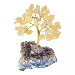Árvore Pedra Natural Cristal Citrino Base Drusa Ametista