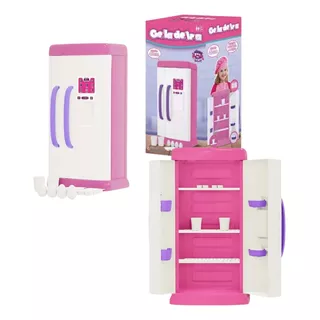 Geladeira Duplex Rosa Com Acessórios Brinquedo Menina