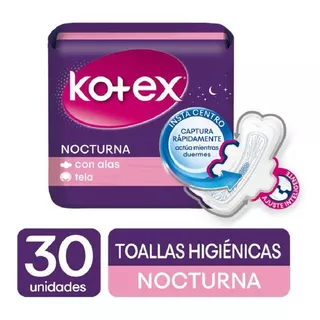 Kotex Toallas Nocturnas X 30 Und - Unidad A $30