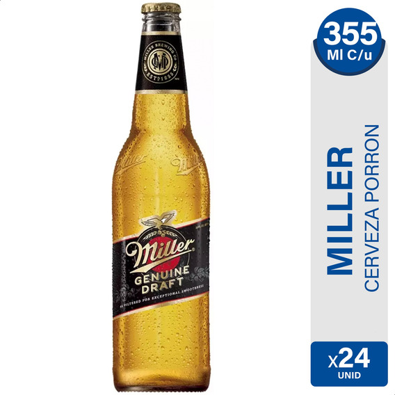 Cerveza Miller Porron Rubia Genuine Draft Pack X24 Unidades