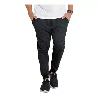 Calça Jogger Masculina Preta At Em Moletinho Mescla Escuro