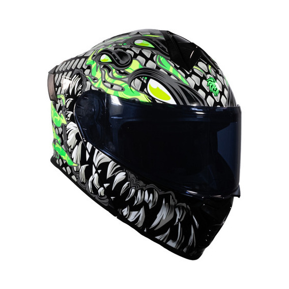 Casco Kov Thunder Toxic Escamas Gris Luminicente Para Moto Color Gris oscuro Tamaño del casco M (57-58 cm)
