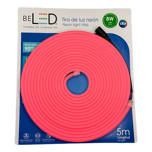 Tira Led Neon Flex 5m 12v Alto Brillo Decorativa Ip65 Color de la luz Rosa