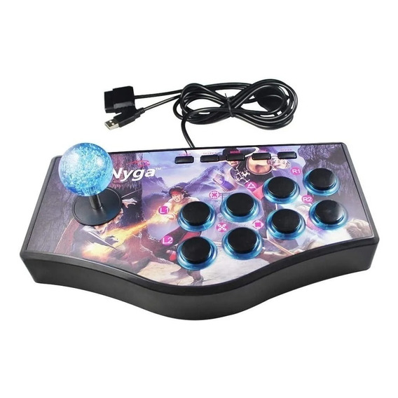 Panel Joystick Arcade Fichines Android Pc Smarttv Ps2 Ps3 Color Negro