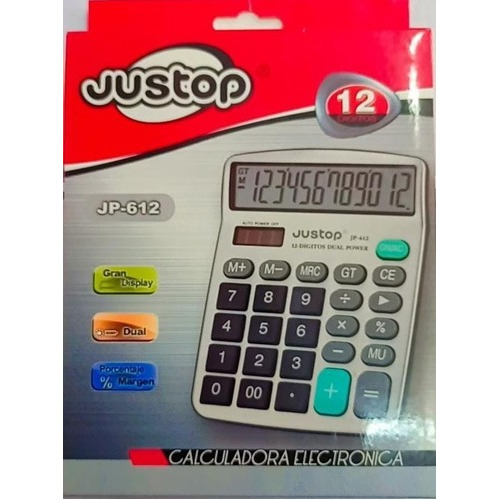 Calculadora Justop Jp-612 12 Dig Color Gris