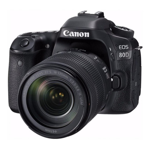  Canon EOS Kit 80D + lente 18-135mm f/3.5-5.6 IS USM DSLR color  negro