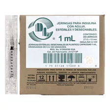 Jeringa Para Insulina 1ml 27g X 13mm Bd Plastipak Capacidad en