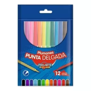 Plumones Punta Delgada Scripto Proarte 12 Colores