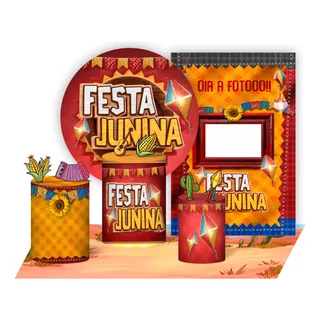 Kit Completo Paineis+cilindros+tapete+display - Festa Junina