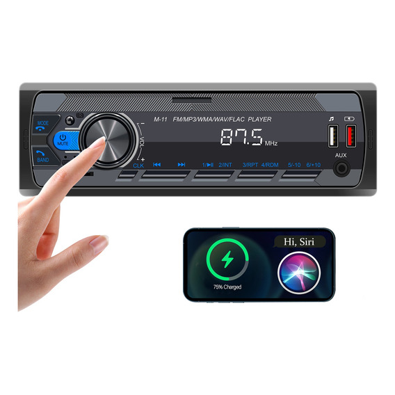 Auto Estéreo Bluetooth 1 Din Asistente Voz 2 Usb Fm Aux Rca