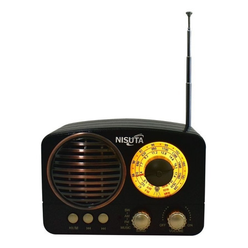 Radio Am/fm Vintage Nisuta Bluetooth Salida Auricular Rv14 Color Negro
