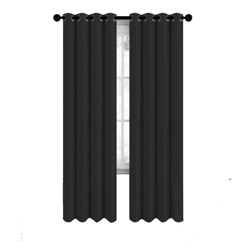 Cortinas Blackout 274cm Ancho X 213cm De Largo En 2 Paneles Color Negro