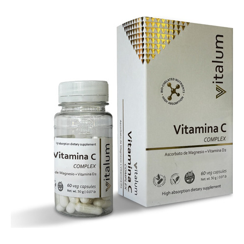 Vitamina C Complex Vitalum Hgl Ascorbato De Magnesio 60 Caps Sabor Sin sabor