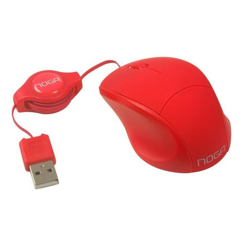 Mouse Mini Cable Retractil Usb Ideal Tablet Notebook Color Rojo
