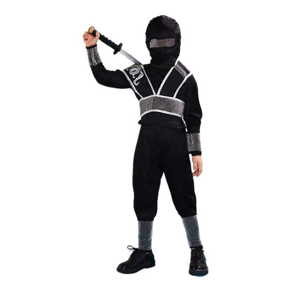 Disfraz De Ninja Negro Para Niño, Traje De Halloween De Guerreros Japoneses Para Niños