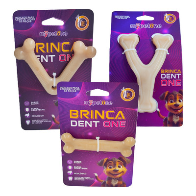 Kit 3 Unidades Brinca Dent One Pequenos Osso Bamboo Mypetone