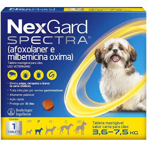 Pastilla antiparasitario Merial NexGard Antipulgas Spectra para perro de 3.6kg a 7.5kg