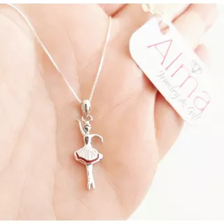 Cadenita Y Dije Bailarina Ballet Regalo Mujer - Plata 925