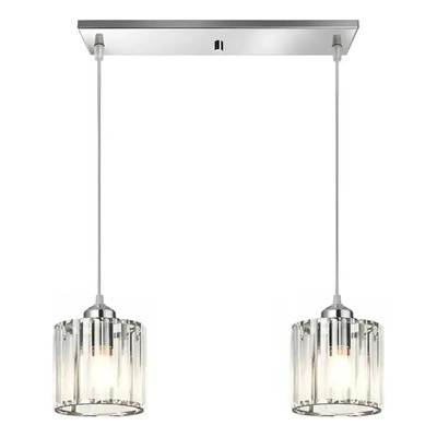 Colgante 2 Luces Prisma R Cristal Cromo Apto Led E27 Ld Cromo