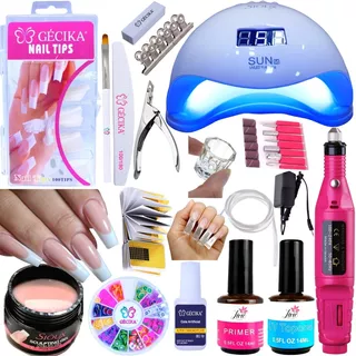 Kit Alongamento Unhas Acrigel Completo Lixadeira Sun Gecika