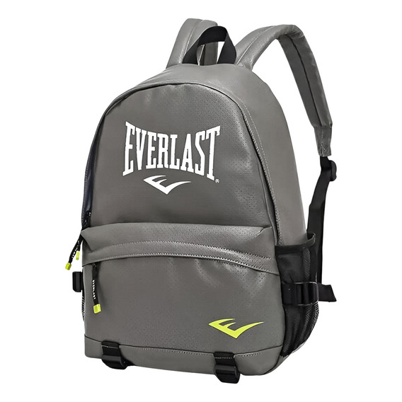 Mochila Portanotebook Everlast Mujer Hombre Eco Cuero Pu Reforzada Varios Bolsillos Cinchas Inferiores 22170 Gris