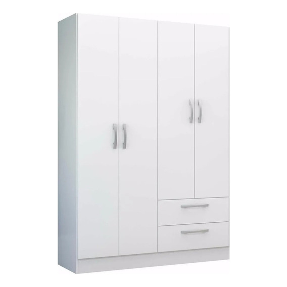 Mueble Ropero Armario Closet Placard Mulata 605mx 4 Puertas 3 Estantes Color Blanco 91 X 172 X 35 Cm