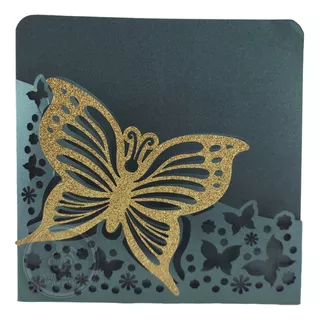 25 Invitaciones Sobres Corte Laser Aperlado Mariposas