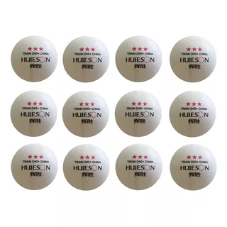 12 Bolas Ping Pong Huieson 3 Estrelas D40+ Plástico Abs Cor Branco