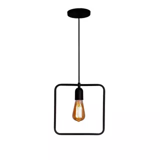 Pendente Lira Quadrado Preto Fosco 25cm - Caisma - 7602prf