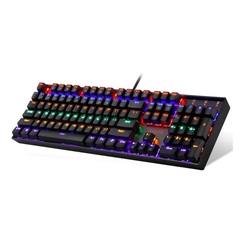 Teclado Gamer Redragon Vara K551-kr Rgb Rainbow Sw Red * Color del teclado Negro Idioma Inglés US