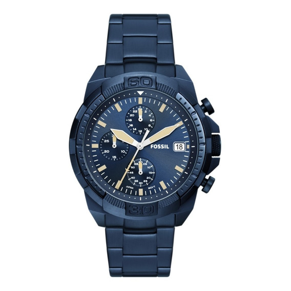 Reloj Hombre Fossil Bronson Chorno De Acero Color de la correa Azul