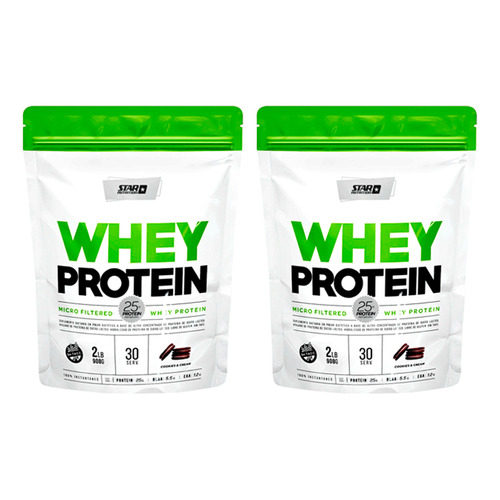 Suplemento en polvo Star Nutrition  Star nutrition Whey Protein proteínas sabor cookies and cream en bolsa de 908g pack x 2 u