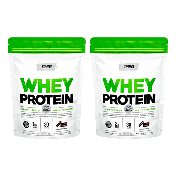 Suplemento en polvo Star Nutrition  Star nutrition Whey Protein proteínas sabor cookies and cream en bolsa de 908mL pack x 2 u
