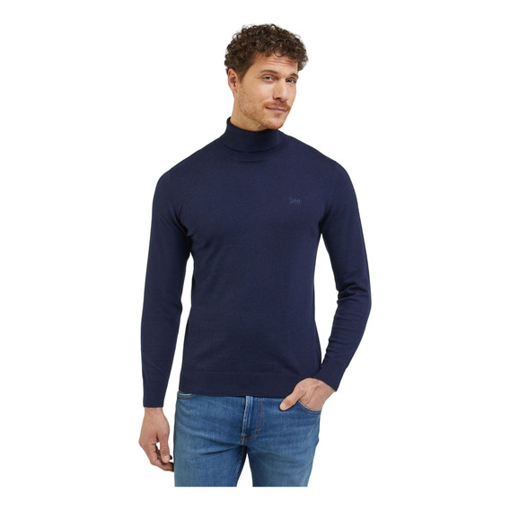 Sweater Hombre High Neck Knit Sky Captain