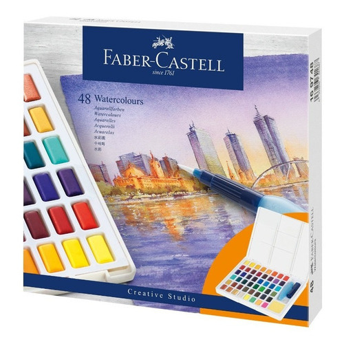 Acuarelas En Pastillas Faber-castell X48 Colores Color Multicolor