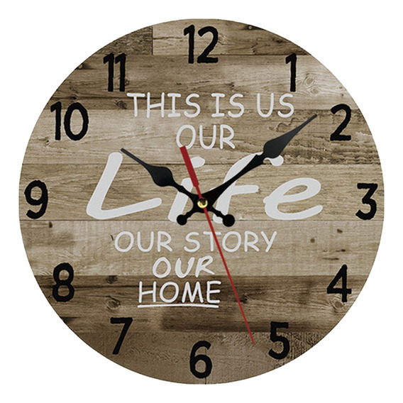 Reloj De Pared Simil Madera Retro Silencioso Decorativo Life