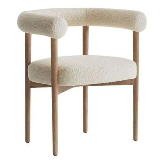 Butaca Gavle Nordica Tapizada Madera Comedor Living Lcm Estructura de la silla Beige Asiento Beige Diseño de la tela Corderito