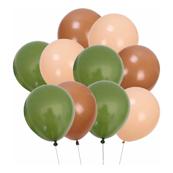 Pack Bolsa De 50 Globos Verde Oliva, Marrón Y Beige R12