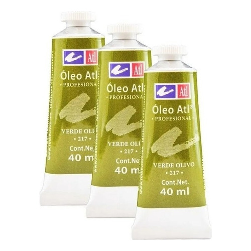 Oleo Atl T-14 40ml Arte Pintura Colores A Escoger 3 Pack Color Del Óleo Verde Olivo No. 217 3pzs