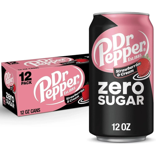 Refresco Dr Pepper Zero Strawberries & Cream, 12 Latas