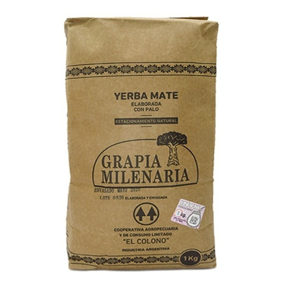 Yerba Mate Grapia Milenaria 20 Paquetes X 1/2 Kg. 