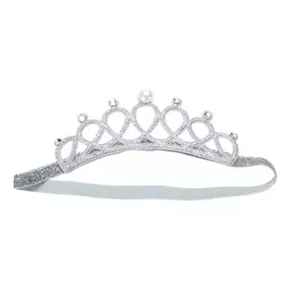 Coroa Tiara Elástica Princesa Infantil Enfeite De Cabeça Cor Cinza