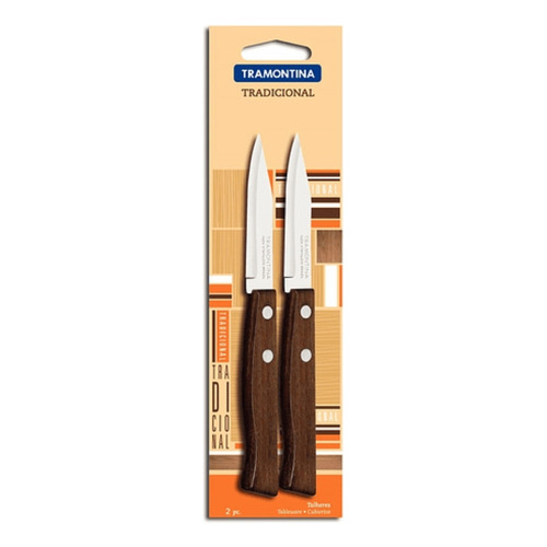 Pack Cuchillo Pelador De Papa Tramontina 17 Cm Color Marrón oscuro