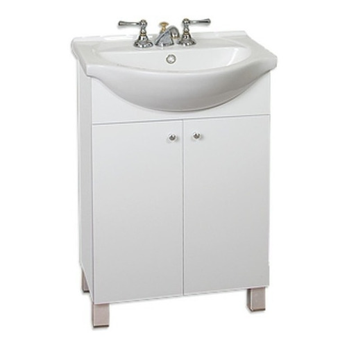 Mueble para baño Amube Iris de 55cm de ancho, 83cm de alto y 43.5cm de profundidad con bacha y mueble color blanco con tres agujeros para grifería