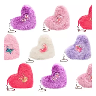 12x Monedero Corazón Felpa Glitter Moda Infantil