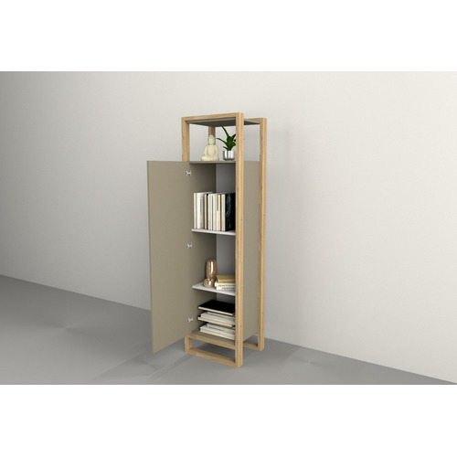 Biblioteca Estanteria Nordica Minimalista Puerta Alta 173 Cm Color Olmo Finlandés Gris cubanita