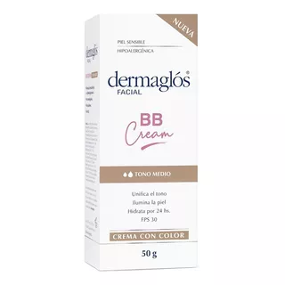 Dermaglos Bb Cream Facial Con Color Tono Medio Fps30 50 G